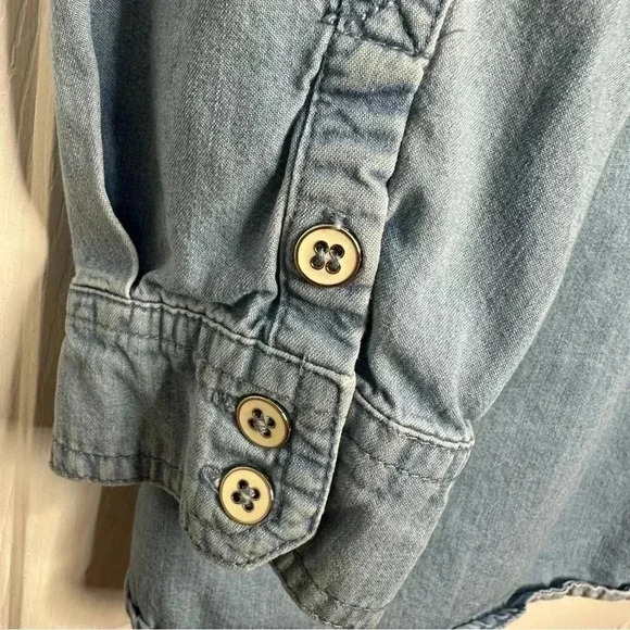 Honey Belle Tencel Shirt Button Up Collared Front Pocket Size Small - Picture 10 of 16